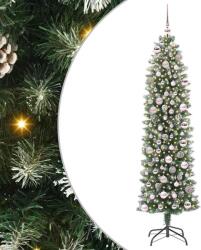 vidaXL Copac Artificial Slab de Craciun cu 300 LED Verde si alb 180 cm GartenMobel Dekor (3395295)