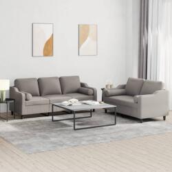 vidaXL Set de canapele cu perne, 2 piese, gri taupe, textil GartenMobel Dekor (3201857) Canapea