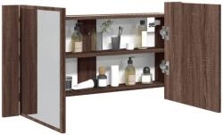 vidaXL Dulap de baie cu oglinda si LED stejar maro, 90x12x45 cm, acril GartenMobel Dekor (834969)