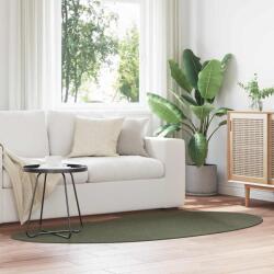 vidaXL Covor oval Huarte verde padure 100x200 cm, poliester antiderapant (4103741) Covor