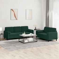 vidaXL Set canapea cu perne, 2 piese, verde închis, catifea GartenMobel Dekor (3202036) Canapea