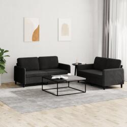 vidaXL Set canapea 2 piese, negru, catifea GartenMobel Dekor (3201979) Canapea