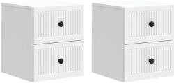 vidaXL Set 2 noptiere suspendate albe cu 4 sertare, 33 x 34, 5 x 40 cm (897956)