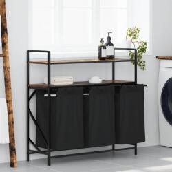 vidaXL Cos de rufe 3 compartimente cu rafturi stejar fumuriu GartenMobel Dekor (859082)