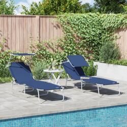vidaXL Set de 2 sezlonguri pliabile cu copertina Albastru 600D Oxford Fabric GartenMobel Dekor (42003059)
