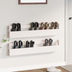 vidaXL Pantofare de perete, 2 buc. , alb, 110x9x23 cm, lemn masiv pin GartenMobel Dekor (833276) Pantofar
