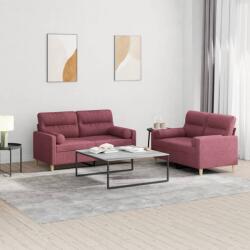 vidaXL Set canapea cu perne, 2 piese, rosu vin, material textil GartenMobel Dekor (3201590) Canapea