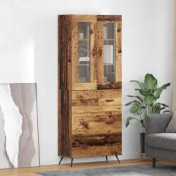 vidaXL Cabinet înalt cu raft cu sertar 2 pcs Lemn vechi Lemn compozit GartenMobel Dekor (3415617) Comoda