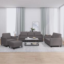 vidaXL Set de canapele cu perne, 4 piese, gri, piele ecologica GartenMobel Dekor (3201747) Canapea