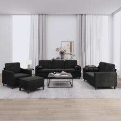 vidaXL Set de canapele cu perne, 4 piese, negru, catifea GartenMobel Dekor (3201969) Canapea