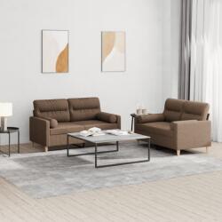 vidaXL Set de canapele cu perne, 2 piese, maro, textil GartenMobel Dekor (3201587) Canapea