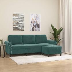 vidaXL Canapea cu 3 locuri si taburet, verde închis, 180 cm, catifea GartenMobel Dekor (3201217) Canapea