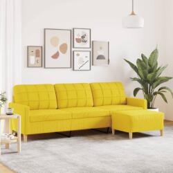 vidaXL Canapea cu 3 locuri si taburet, galben deschis, 210 cm, textil GartenMobel Dekor (3278254) Canapea