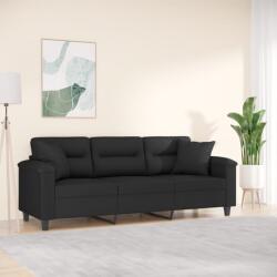 vidaXL Canapea cu 3 locuri si perne, negru, 180 cm, microfibra GartenMobel Dekor (3200980) Canapea