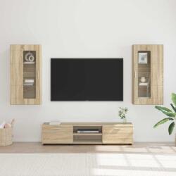 vidaXL Set comoda TV cu raft FLORIN 3 pcs Stejar Sonoma Lemn compozit GartenMobel Dekor (3397926)