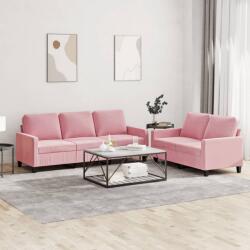 vidaXL Set de canapele cu perne, 2 piese, roz, catifea GartenMobel Dekor (3201519) Canapea