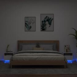 vidaXL Noptiere cu lumini LED, 2 buc. , alb, 40x39x37 cm GartenMobel Dekor (836799)
