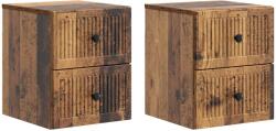 vidaXL Set 2 noptiere suspendate cu 4 sertare, lemn vechi, 33x34, 5x40 cm (897972)