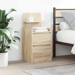 vidaXL Noptiera cu 2 sertare Stejar Sonoma 38x34x80 cm GartenMobel Dekor (861359)