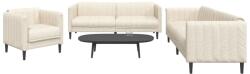 vidaXL Set de canapele, 3 piese, crem, material GartenMobel Dekor (3209236) Canapea