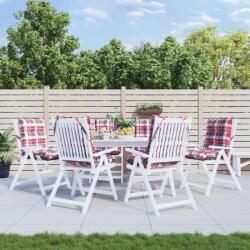 vidaXL Perne scaun cu spatar mic, 6 buc. , rosu carouri, textil oxford GartenMobel Dekor (377712)