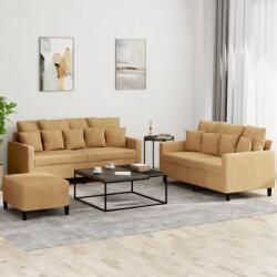 vidaXL Set de canapele cu perne, 3 piese, maro, catifea GartenMobel Dekor (3201717) Canapea