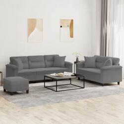 vidaXL Set de canapele cu perne, 3 piese, gri închis, microfibra GartenMobel Dekor (3202358) Canapea