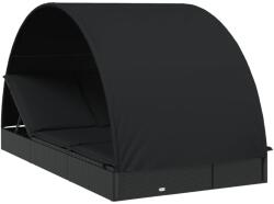 vidaXL Sezlong 2 pers. acoperis rotund negru 211x112x140 cm poliratan GartenMobel Dekor (319656)