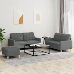 vidaXL Set de canapele cu perne, 3 piese, gri închis, textil GartenMobel Dekor (3201283) Canapea