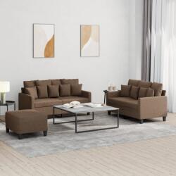 vidaXL Set de canapele cu perne, 3 piese, maro, textil GartenMobel Dekor (3201659) Canapea