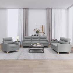 vidaXL Set de canapele cu perne, 3 piese, gri deschis, textil GartenMobel Dekor (3201536) Canapea