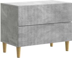 vidaXL Noptiera gri beton cu 2 sertare, 62 x 34, 5 x 48 cm, lemn prelucrat (894548)