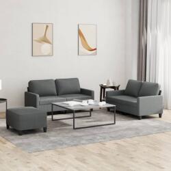 vidaXL Set de canapele cu perne, 3 piese, gri închis, textil GartenMobel Dekor (3201453) Canapea