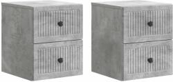 vidaXL Set 2 noptiere suspendate gri beton, 2 sertare, 33x34, 5x40 cm (897962)