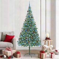 vidaXL Brad de Craciun artificial cu 300 LED Verde 210 cm PVC si Otel GartenMobel Dekor (3396730)