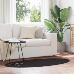 vidaXL Covor oval negru 80x150 cm antiderapant din poliester pentru interior (4103649) Covor