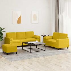 vidaXL Set de canapele cu perne, 3 piese, galben, catifea GartenMobel Dekor (3202050) Canapea
