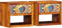 vidaXL Set 2 noptiere maro din lemn masiv de acacia, 40x35x35 cm, cu sertar (4016516)