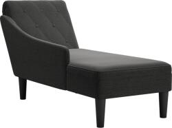 vidaXL Sezlong cu perna si cotiera dreapta, negru, textil GartenMobel Dekor (4009767)