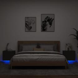 vidaXL Noptiere montate pe perete cu lumini LED, 2 buc. , negru GartenMobel Dekor (836815)