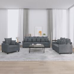 vidaXL Set de canapele cu perne, 3 piese, gri închis, catifea GartenMobel Dekor (3201681) Canapea