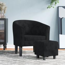 vidaXL Fotoliu tip cuva cu taburet, negru, catifea GartenMobel Dekor (356479)