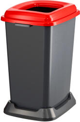 PLANET Szelektív hulladékgyűjtő konténer, műanyag, nyitott fedeles, piros, 50L - diamanteclean