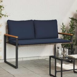 vidaXL banca cu perna Gri si albastru marin 115 x 65 x 72 cm Ratan GartenMobel Dekor (42026944)
