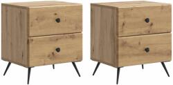 vidaXL Set 2 noptiere stejar artizanal cu 2 sertare, 43 x 34, 5 x 47, 5 cm (895464)