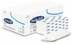  BulkySoft Classic V ''150'' hajtogatott kéztörlő, 2 rétegű, hófehér, 24x21 cm, 150 lap, 100% cellulóz, 20 csomag/karton