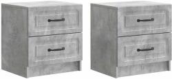 vidaXL Set 2 noptiere cu 2 sertare, gri beton, 43 x 34, 5 x 44, 5 cm (895682)