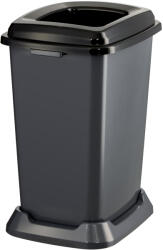 PLANET Szelektív hulladékgyűjtő konténer, műanyag, nyitott fedeles, fekete, 50L