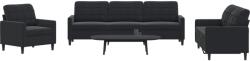 vidaXL Set de canapele cu perne, 4 piese, negru, catifea GartenMobel Dekor (3278446) Canapea