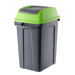 PLANET Hippo Billenős Szelektív hulladékgyűjtő szemetes, műanyag, antracit/zöld, 70L - diamanteclean